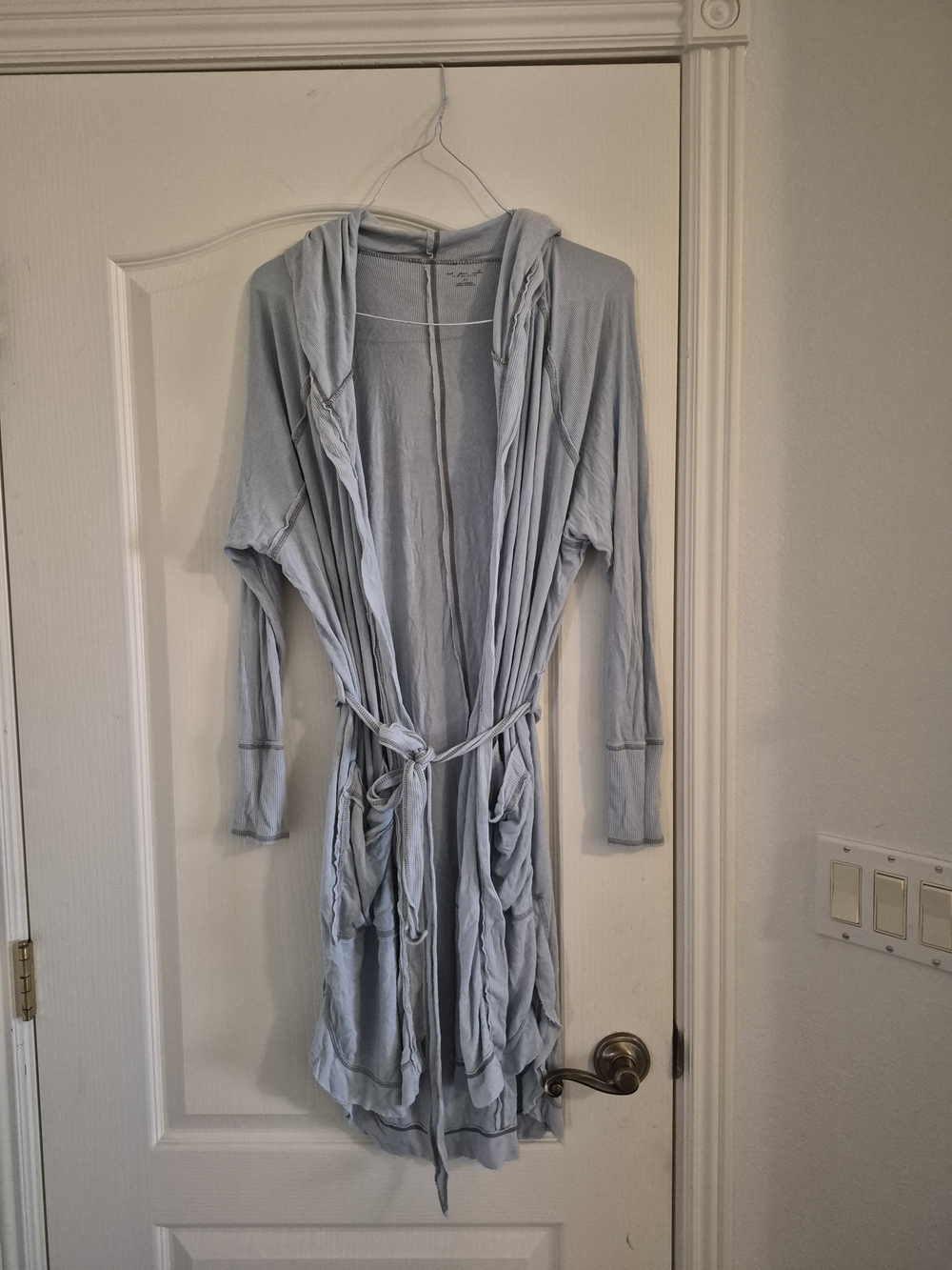 Light Blue Hooded Robe with Belt